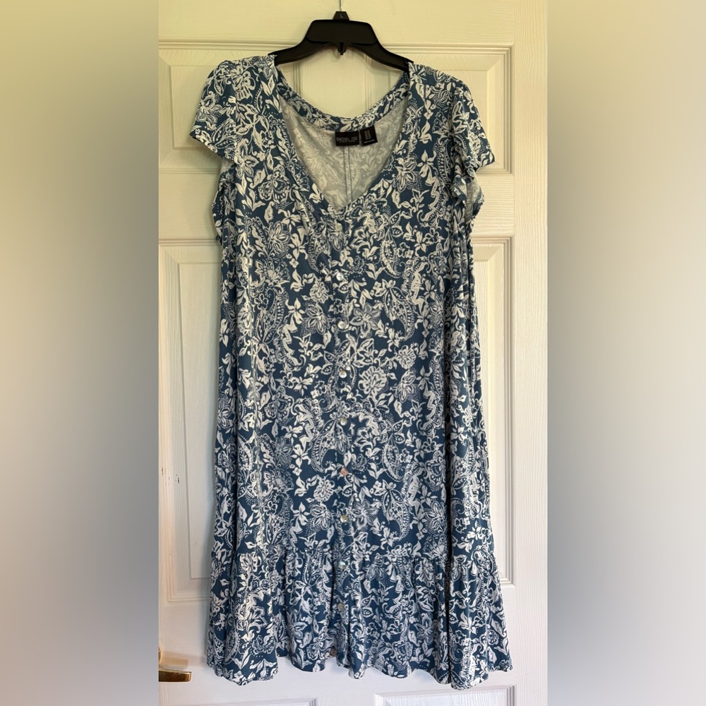 Rachel Zoe Blue and White Floral Dress size 1X